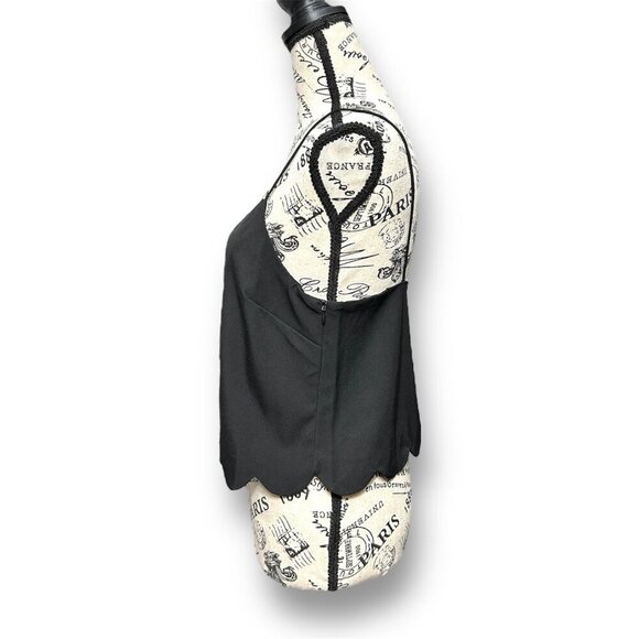 Anthropologie English Factory M Black Cropped Camisole Scallop Hem Minimalist - Picture 7 of 9